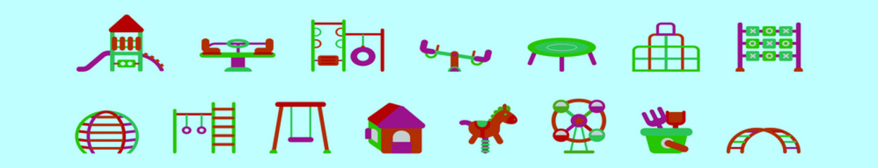 Fototapeta premium set of jungle gym cartoon icon design template with various models. vector illustration isolated on blue background