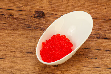 Red salmon caviar in the bowl