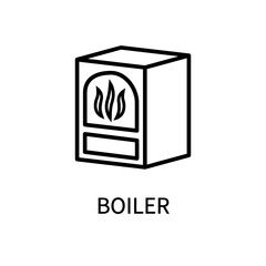 Icon Line Boiler Heating Fireplace In A Simple Style. Vector sign in a simple style isolated on a white background.