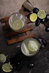 Refreshing lemonade in a clear glass decorated with fresh lemon.