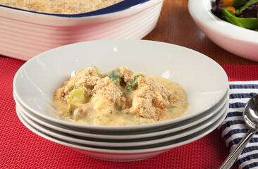 Chicken and broccoli Casserole images for the food industry.