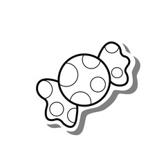 Black line cartoon Taffy on white silhouette and gray shadow. Icon Emoji for decoration or any design. Vector illustration of Halloween day.