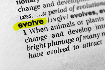 Highlighted word evolve concept and meaning.