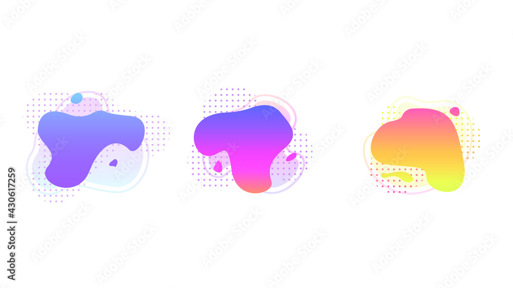Poster abstract set liquid color collection geometric shapes fluid gradient dynamic elements banner logo ve