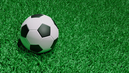 Fototapeta premium 3D Rendering Soccer balls on plastic green grass background