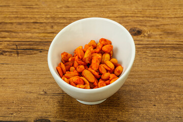Chili peanut snack in the bowl
