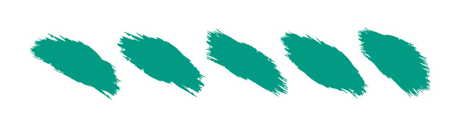 Group of green brush ink design on white background.