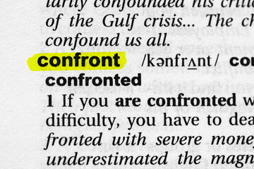 Highlighted word confront concept and meaning.