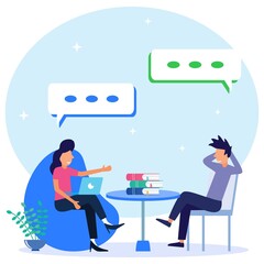 Illustration vector graphic cartoon character of psychologist consultation
