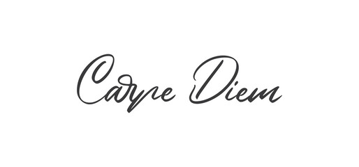 Carpe Diem lettering text, hand drawn typographic style phrase. Motivational quote handwritten design.