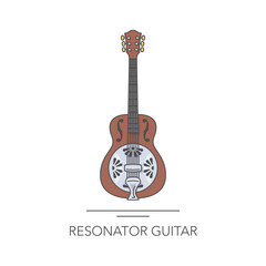 Resonator guitar outline colorful icon. Vector illustration - obrazy, fototapety, plakaty