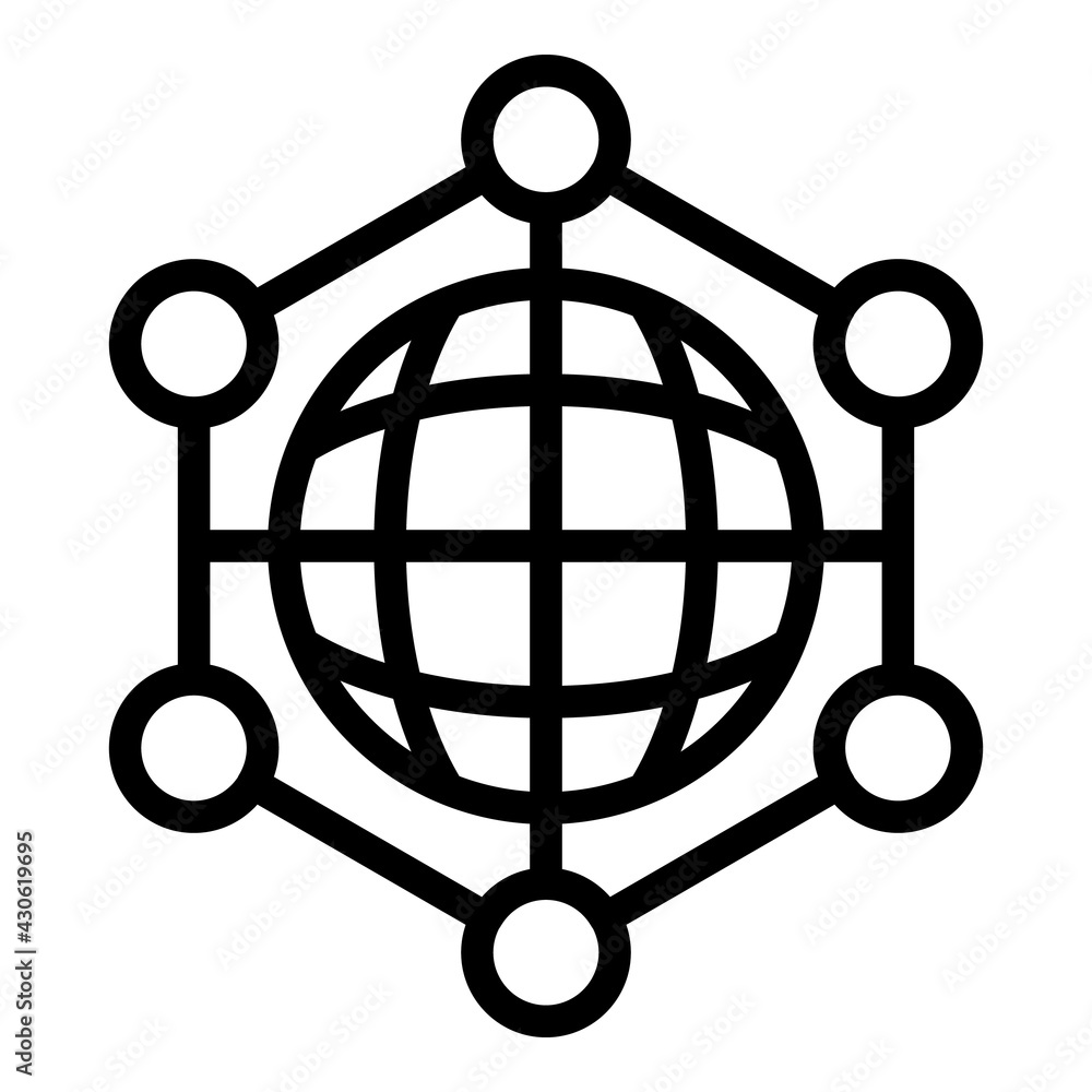 Poster big data globe icon. outline big data globe vector icon for web design isolated on white background