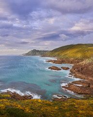 beautiful landscape of the coast of galicia in cabo home. the sailing coast