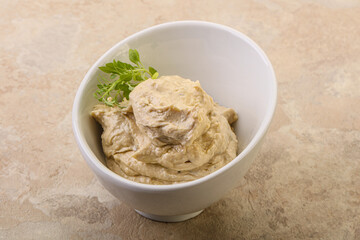 Vegan food - hummus with olive oil