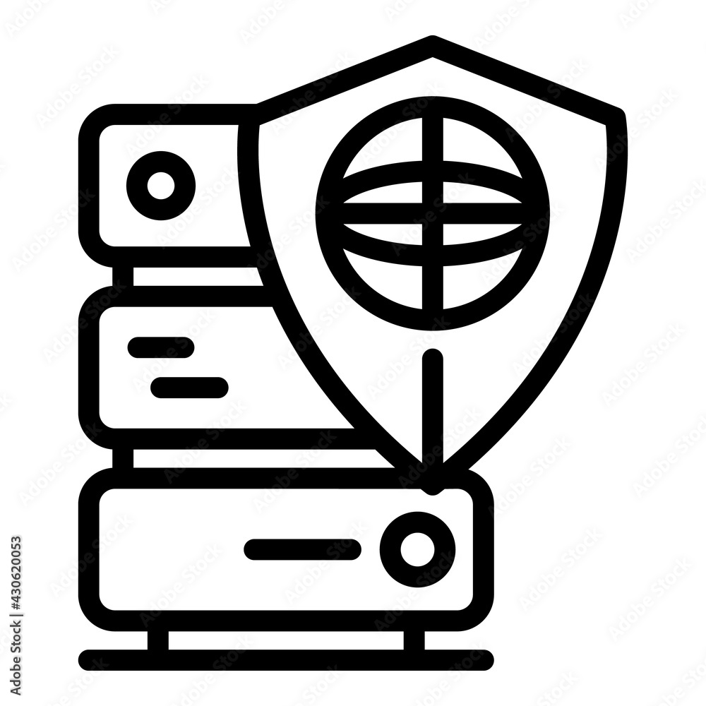 Poster secured data server icon. outline secured data server vector icon for web design isolated on white b