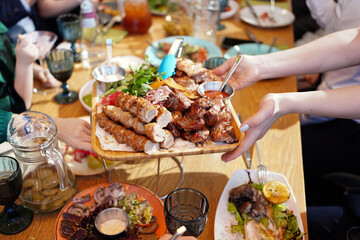 lula kebab. hot meat dishes for the banquet. traditional Caucasian cuisine.