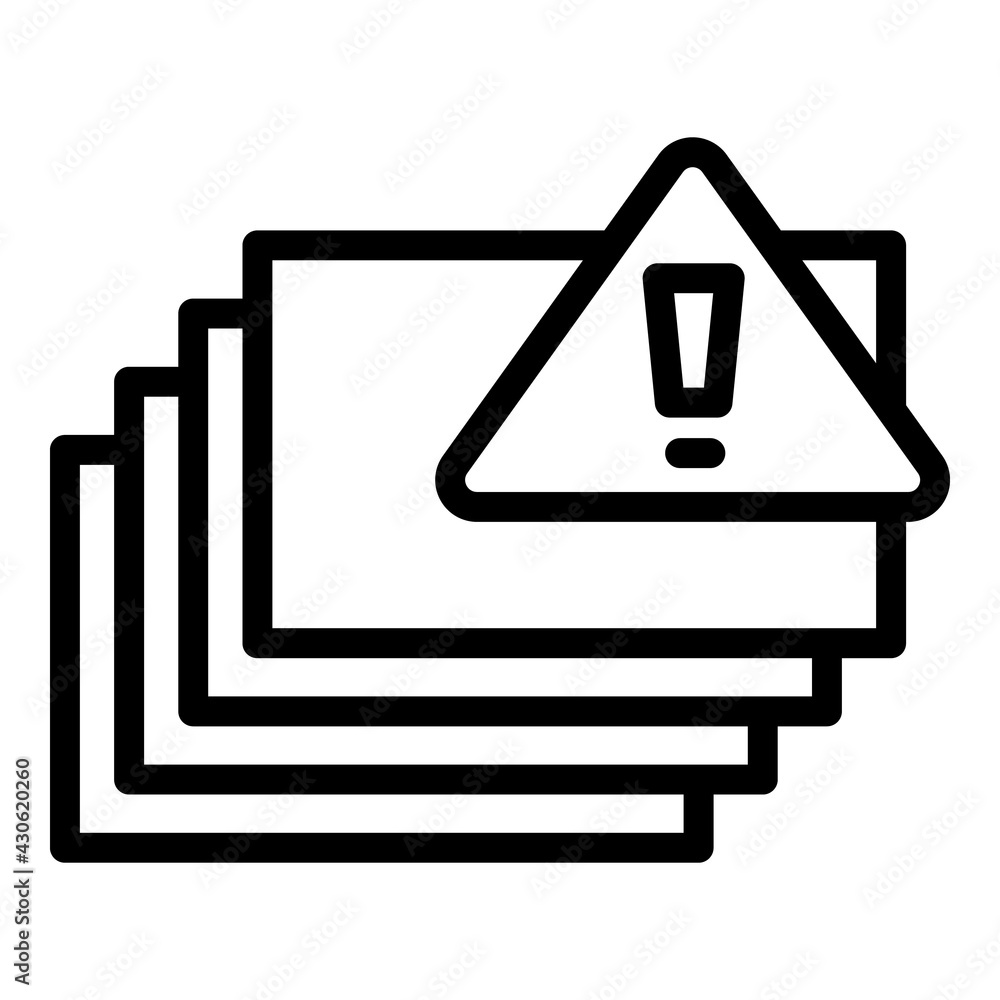 Poster warning printing sheets icon. outline warning printing sheets vector icon for web design isolated on
