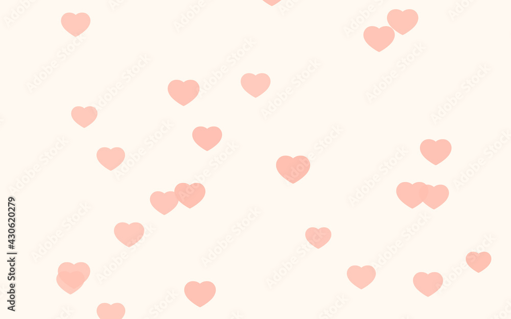 Wall mural valentine day pink hearts on pink rose background.