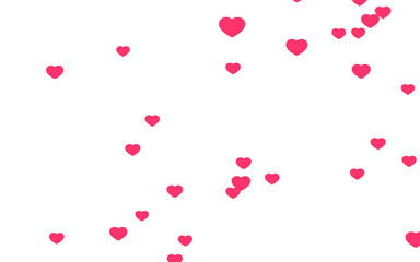 Valentine day pink hearts on white background.