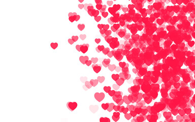 Valentine day pink red hearts on white background.