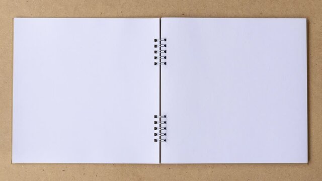 4k Stop motion of book animation open blank page for writing, business and education concept.