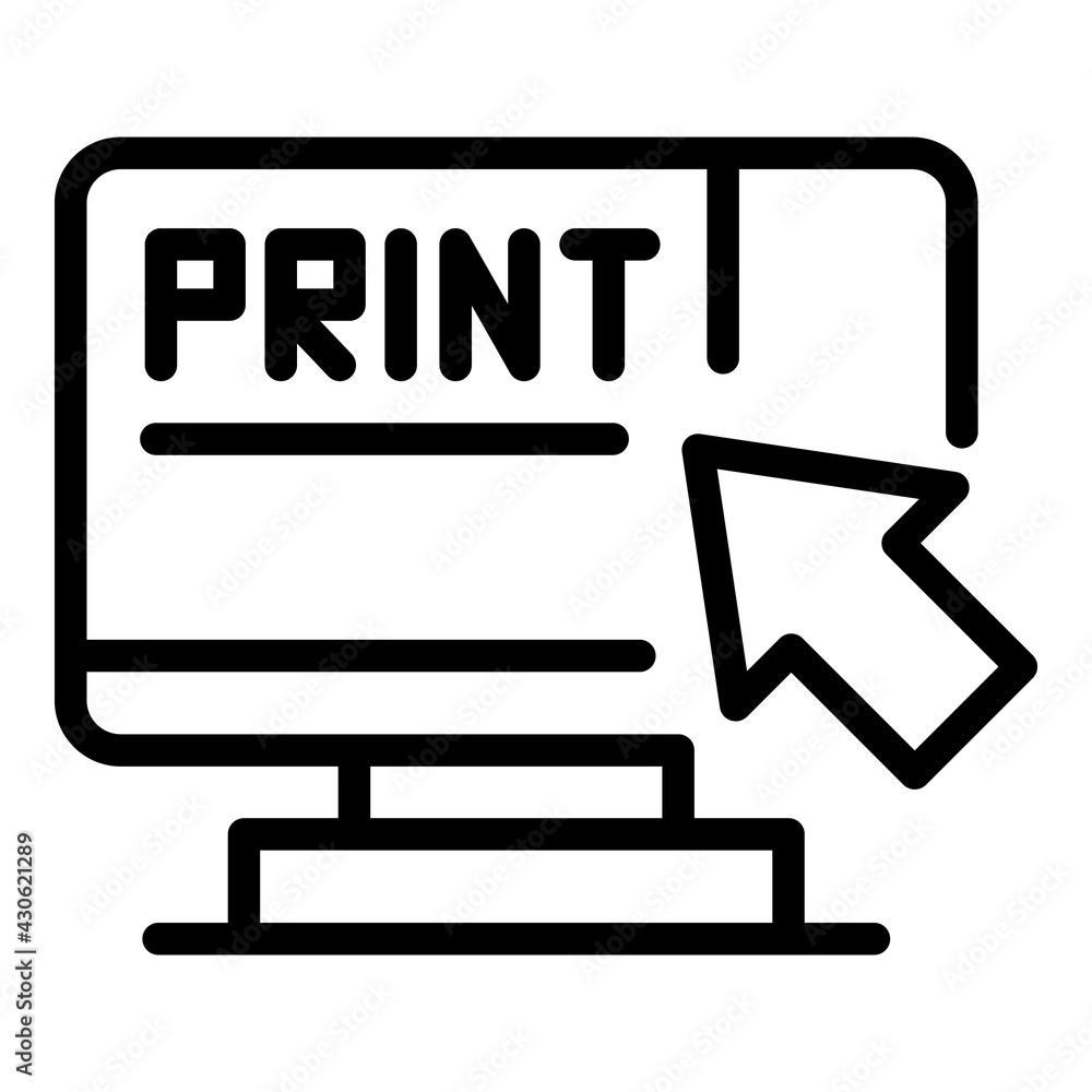 Poster monitor print icon. outline monitor print vector icon for web design isolated on white background