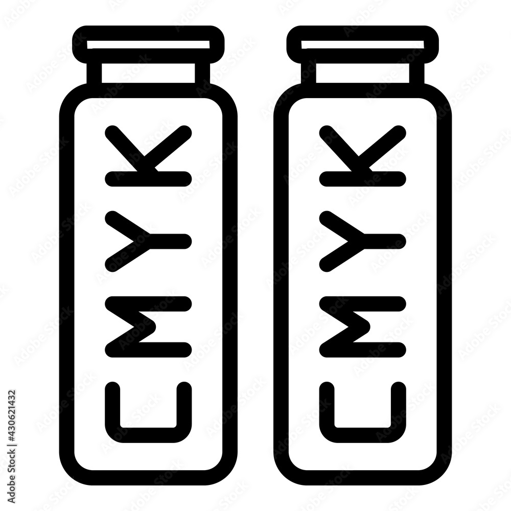 Poster cmyk bottles icon. outline cmyk bottles vector icon for web design isolated on white background