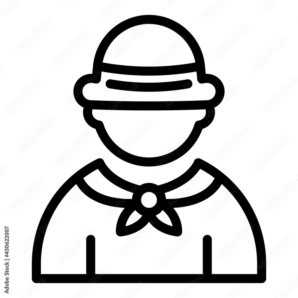 Poster scout boy icon. outline scout boy vector icon for web design isolated on white background