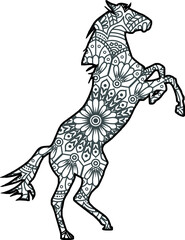 Horse Mandala. Vintage decorative elements. Oriental pattern, vector illustration.