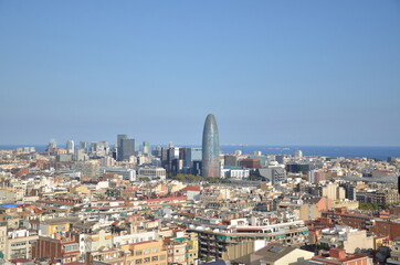 Fototapeta na wymiar A beautiful city view from the cathedral at Barcelona.