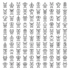 big set of funny and cute monster character vector