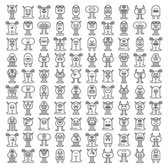 big set of funny and cute monster character vector