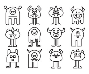 funny and cute monster character vector set