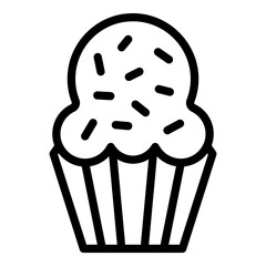 Baked muffin icon. Outline Baked muffin vector icon for web design isolated on white background