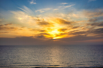 Beautiful sunset at sea sky background. Composition of nature.