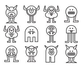 funny and cute monster character vector set