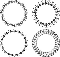 Set of various vector round frames from cartoon decorative cats