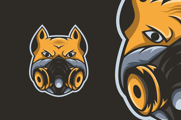 Bulldog Mask Head Mascot Logo Template