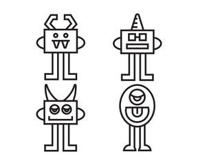 funny and cute monster character vector set