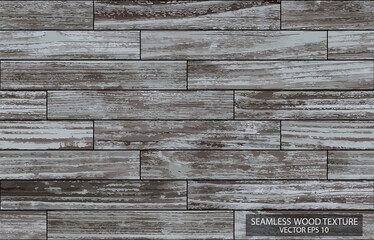 Seamless wooden background. Grey wood texture, EPS 10 vector. Grunge wooden wall made of narrow planks. - 430625626