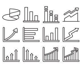 data graph and chart icons set