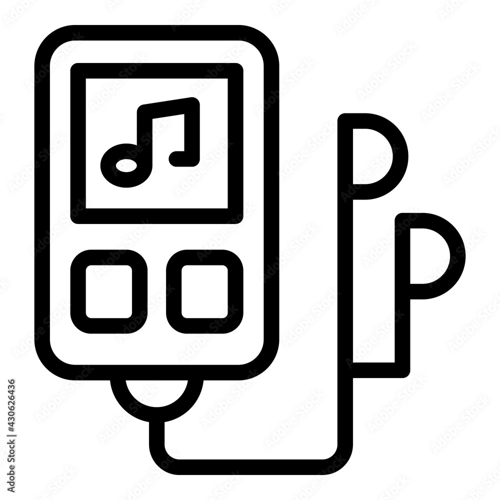 Poster music player icon. outline music player vector icon for web design isolated on white background