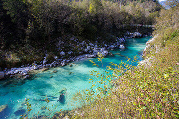 Naklejka na ściany i meble Soca river in Slovenia landscape