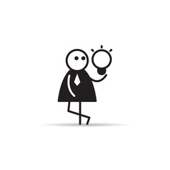 businessman holding idea light bulb icon