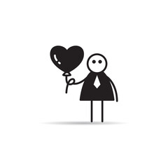 businessman holding heart balloon icon