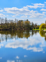 Pond Marvanek in town Ricany, Czech republic