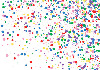 Multicolored Confetti Frame Background. Round Fun Texture. Orange Graphic Dot. Red Festival Circle Illustration.