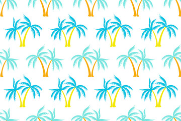Fototapeta na wymiar Coconut tropical palm tree summer seamless pattern