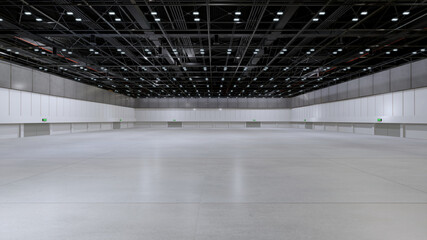 Empty hall exhibition center. backdrop for exhibition stands.3d render. - obrazy, fototapety, plakaty