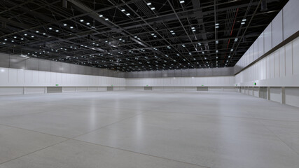 Empty hall exhibition center. backdrop for exhibition stands.3d render. - obrazy, fototapety, plakaty